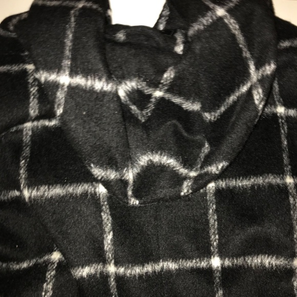 Metaphor Shawl Collar Belted Black and White Plaid Coat Jacket with Hood Size 1X - Picture 7 of 13